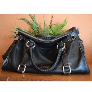 DOONEY & AND BOURKE Large Florentine Satchel Bag Purse Black Leather